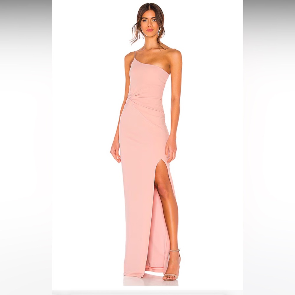 Nookie One Shoulder Blush Gown Maxi Dress Slit Formal Wedding Guest XL